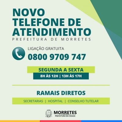 Prefeitura informa o novo número de telefone gratuito para atendimento ao cidadão