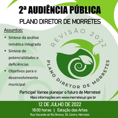Prefeitura de Morretes convida a população para participar da 2ª Audiência Pública do P D M