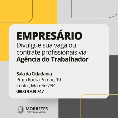 Prefeitura convida empresários para divulgarem vagas de emprego na agência do trabalhador