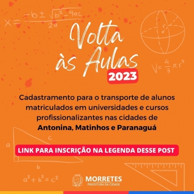 A Prefeitura de Morretes libera cadastramento para transporte de estudantes de universidades e cursos profissionalizante