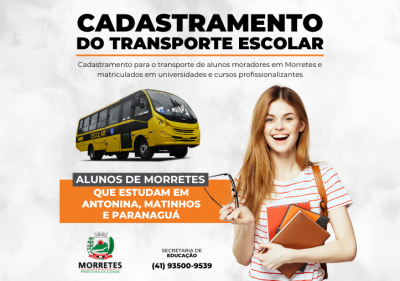 Aberto o cadastro para o transporte universitário e cursos profissionalizantes para alunos morretenses