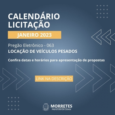 Prefeitura divulga o cronograma de licitações para janeiro de 2023