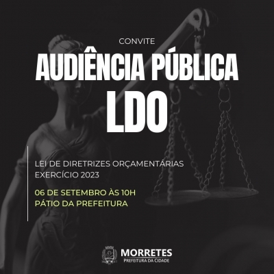 Prefeitura de Morretes convida a população a participar da Audiência Pública da L D O