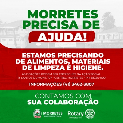 Prefeitura de Morretes promove campanha de doações de Alimentos 