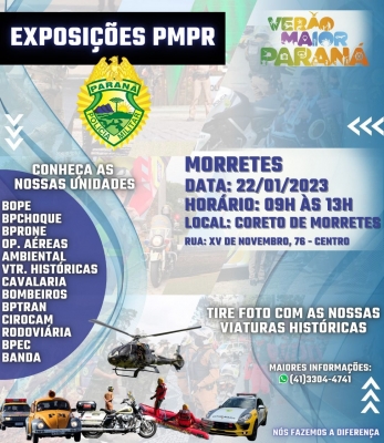 Polícia Militar realiza exposição de viaturas e carros históricos na praça lamenha lins