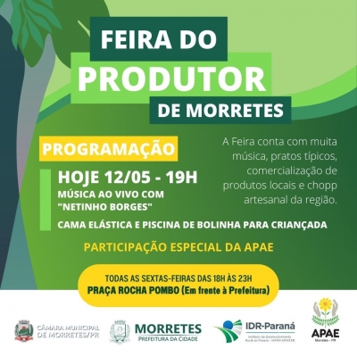 Venha prestigiar a Feira do Produtor que acontece toda sexta-feira na Praça Rocha Pombo