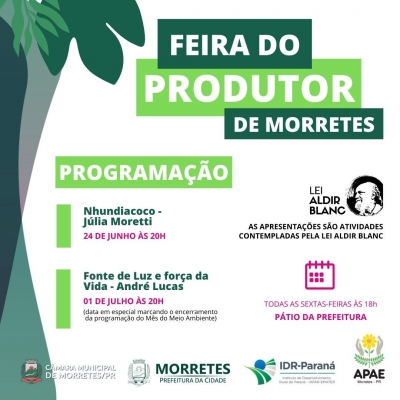 Prefeitura de Morretes divulga programação a Feira de Produtor do próximo final de semana