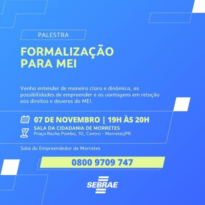 Sebrae promove palestra sobre a formalização do mei