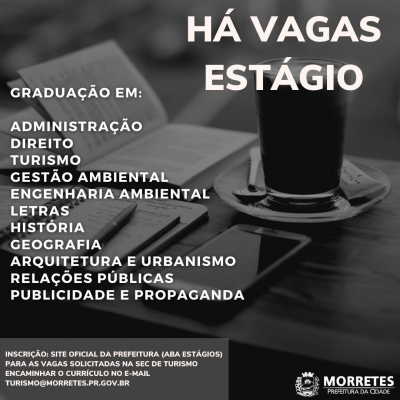 Prefeitura de Morretes abre vagas de estágio para estudantes de curso superior