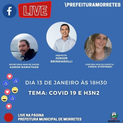 Secretaria Municipal de Saúde promove Live no Facebook para falar um pouco mais sobre o avanço da pandemia na cidade