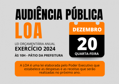 Participe da audiência pública de apresentação da lei orçamento anual para 2024