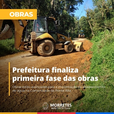 Prefeitura finalizou a primeira fase da obra de implantação do sistema de abastecimento de água na região da ponte alta