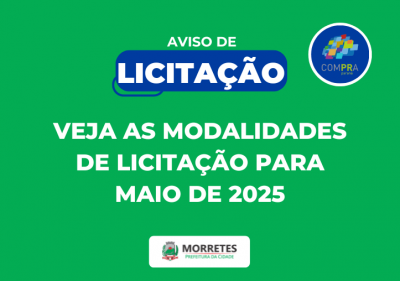Prefeitura de Morretes divulga licitações previstas para o mês de maio