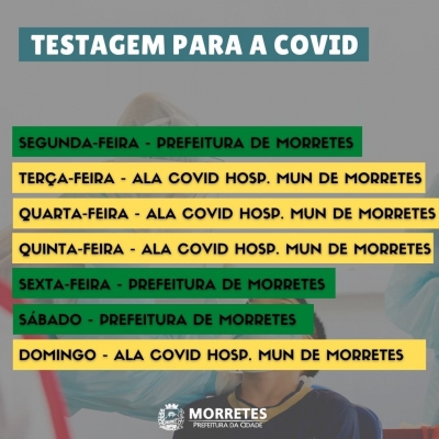 Secretaria Municipal de Saúde informa a população sobre o atendimento para testagem de Covid