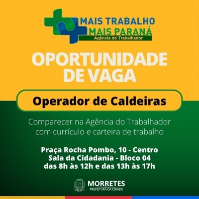 Prefeitura divulga vagas e oportunidades de emprego disponíveis na agência do trabalhador