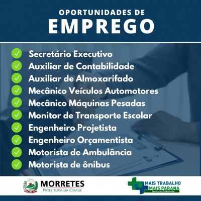 Agencia do Trabalhador divulga algumas oportunidades de emprego a população de Morretes