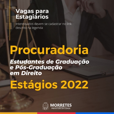 Procuradoria abre vagas de estágio para estudantes de graduação e pós-graduação em direito