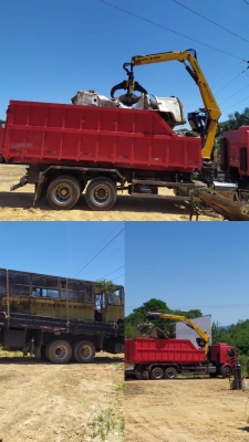 Bens inservíveis da Prefeitura de Morretes continuam sendo retirados do pátio municipal 