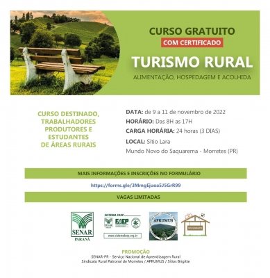 Curso gratuito de turismo rural