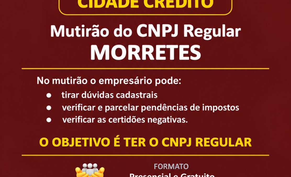 Mutirão de Regularização do CNPJ para MEI é realizado em Morretes até 18 de setembro