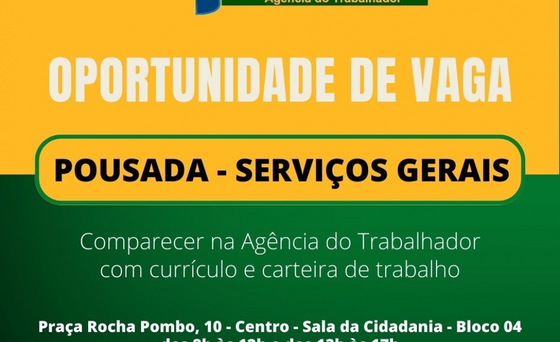 Prefeitura Divulga Vagas E Oportunidades de Emprego Disponíveis Na Agência do Traba...