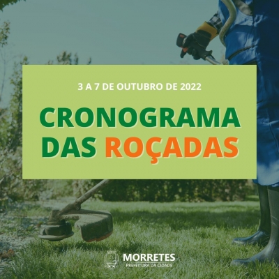 Prefeitura de Morretes disponibiliza cronograma das roçadas entre os dias 3 e 7 de outubro