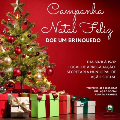 Campanha Natal Feliz, doe um brinquedo e faça uma criança feliz