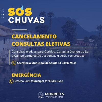 Consultas eletivas estão suspensas devido às fortes chuvas e interdições nas estradas estaduais e federais