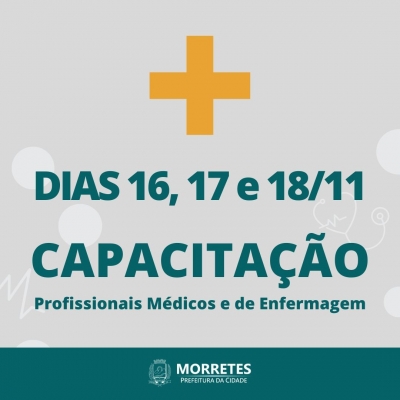 Profissionais médicos e de enfermagem estarão em capacitação entre os dias 16 e 18 de novembro