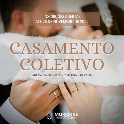 Prefeitura de Morretes convida os casais para casamento coletivo