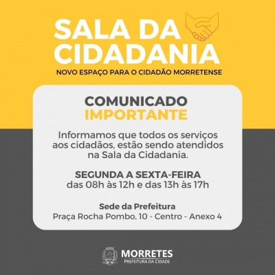 Sala da Cidadania é o novo espaço para atendimento aos serviços da prefeitura