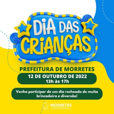 Prefeitura de Morretes convida as crianças para participarem da festa no dia 12 de outubro