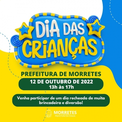 Prefeitura de Morretes convida as crianças para participarem da festa no dia 12 de outubro