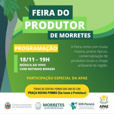 Prefeitura divulga a feira do produtor que acontece toda sexta-feira na praça rocha pombo