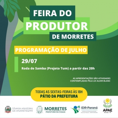 Feira do Produtor divulga programação para a próxima sexta-feira