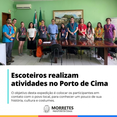 Grupo de escoteiros do brasil realizam atividades educativas e cidadania no porto de cima