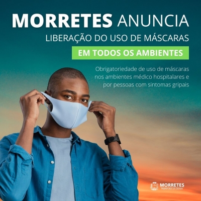 Prefeitura de Morretes decreta a desobrigatoriedade de máscaras em ambientes fechados 