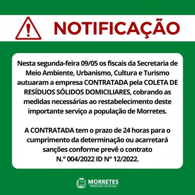 Secretaria Municipal de Meio Ambiente disponibiliza cronograma de coleta dos resíduos sólidos