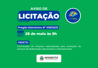 Licitação 018/2025: processo para contratação de serviços de dedetização