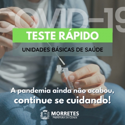 Testes rápidos de Covid-19 agora poderão ser realizados na U B S do município de Morretes