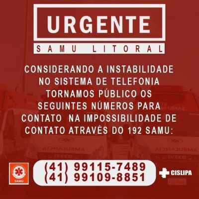 Prefeitura de Morretes disponibiliza a população novos números para entrar em contato com o SAMU