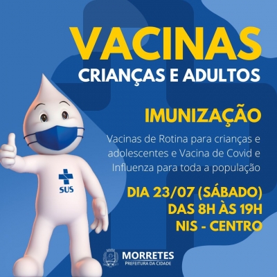 Morretes promove no próximo sábado mutirão de Vacinação para crianças e adultos